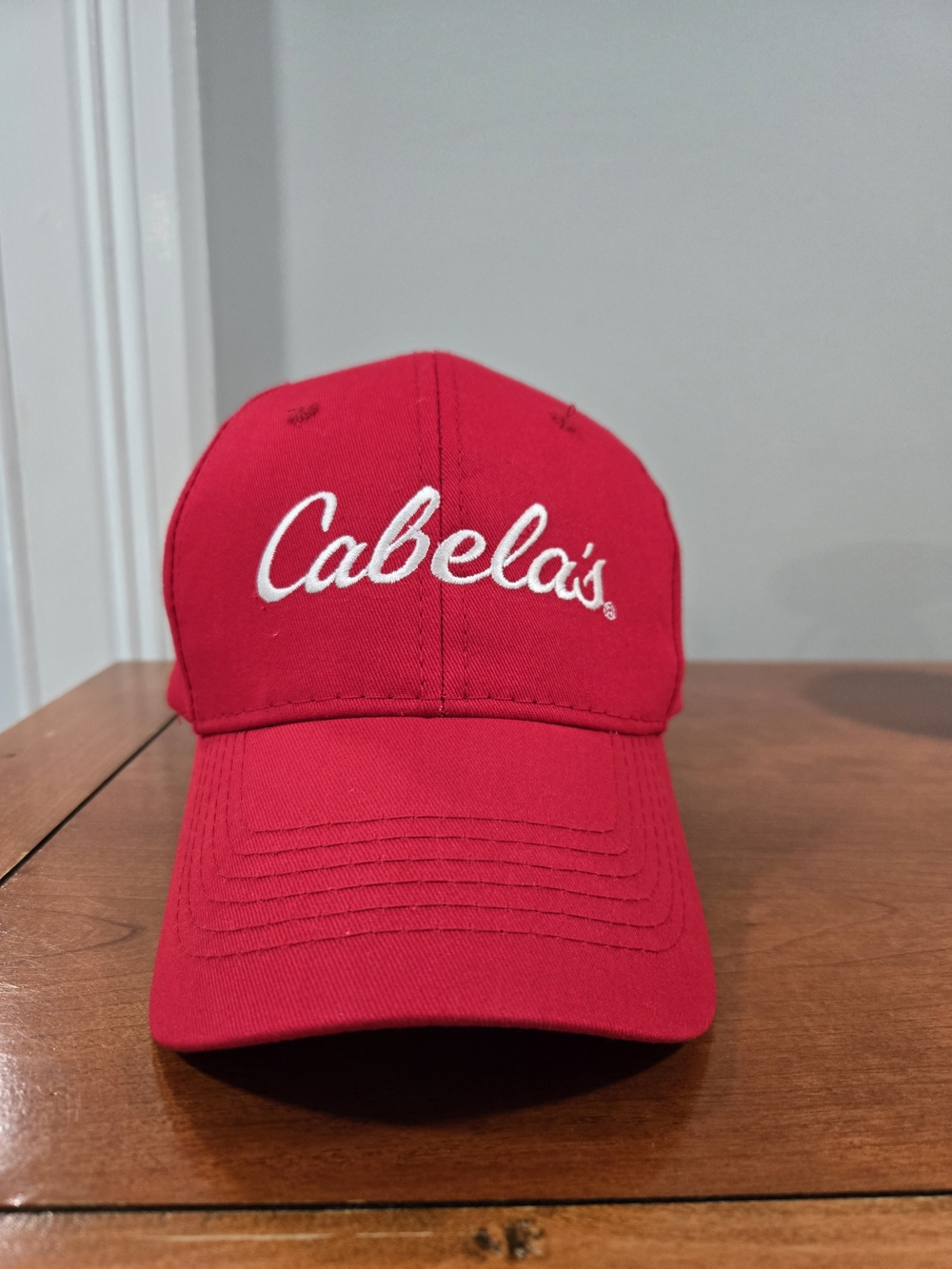 Cabela's Red Baseball Cap with White Logo